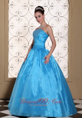 Strapless Quinceanera Dress Beaded Taffeta Organza