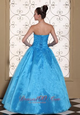 Strapless Quinceanera Dress Beaded Taffeta Organza