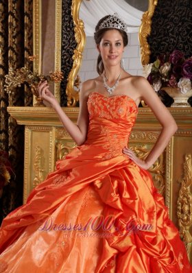 Orange Quinceanera Dress Sweetheart Appliques Taffeta