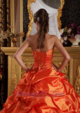 Orange Quinceanera Dress Sweetheart Appliques Taffeta