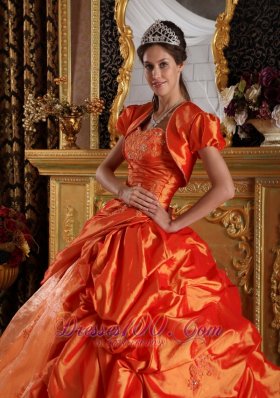 Orange Quinceanera Dress Sweetheart Appliques Taffeta