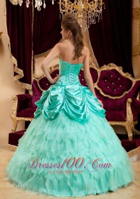 Apple Green Quinceanera Dress Strapless Ruffles Taffeta