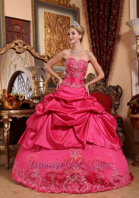 Hot Pink Quinceanera Dress Sweetheart Taffeta