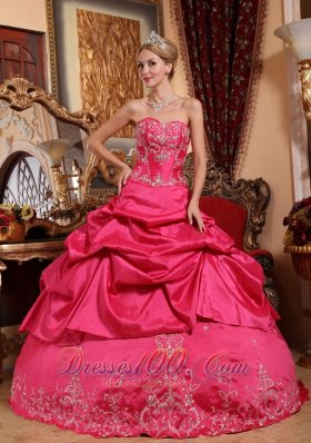 Hot Pink Quinceanera Dress Sweetheart Taffeta