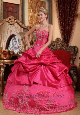 Hot Pink Quinceanera Dress Sweetheart Taffeta