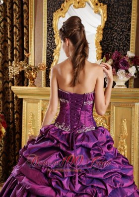 Purple Quinceanera Dress Strapless Pick-ups Taffeta