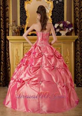 Watermelon Quinceanera Dress Halter Taffeta Appliques