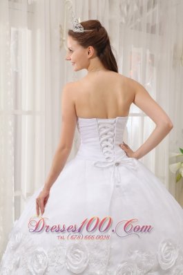 White Quinceanera Dress Sweetheart Organza Appliques