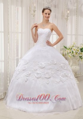 White Quinceanera Dress Sweetheart Organza Appliques