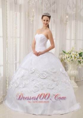 White Quinceanera Dress Sweetheart Organza Appliques