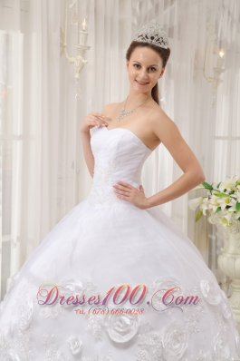 White Quinceanera Dress Sweetheart Organza Appliques