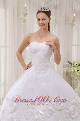 White Quinceanera Dress Sweetheart Organza Appliques