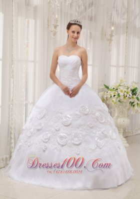 White Quinceanera Dress Sweetheart Organza Appliques