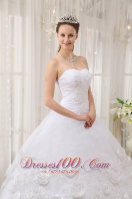 White Quinceanera Dress Sweetheart Organza Appliques