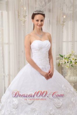 White Quinceanera Dress Sweetheart Organza Appliques