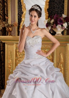 Quinceanera Ruched Dress Sweetheart Organza Beading