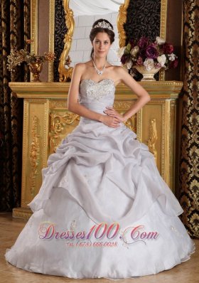 Quinceanera Ruched Dress Sweetheart Organza Beading