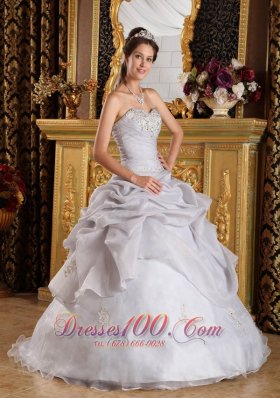 Quinceanera Ruched Dress Sweetheart Organza Beading