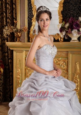 Quinceanera Ruched Dress Sweetheart Organza Beading