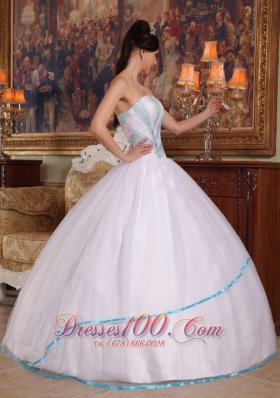 White Quinceanera Dress Ruched Strapless Organza Beading