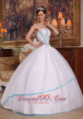 White Quinceanera Dress Ruched Strapless Organza Beading