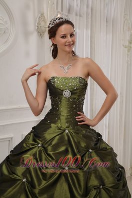 Green Quinceanera Dress Taffeta Satin Beading