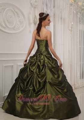 Green Quinceanera Dress Taffeta Satin Beading