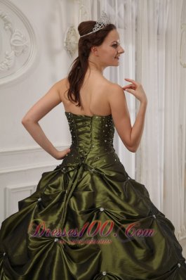 Green Quinceanera Dress Taffeta Satin Beading