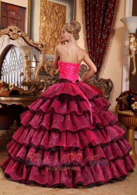 Strapless Floor-length Organza Appliques Quinceanera Dress