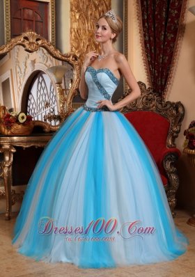 Sweetheart Ruched Trendy Tulle Beading Quinceanera Dress