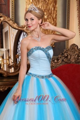 Sweetheart Ruched Trendy Tulle Beading Quinceanera Dress