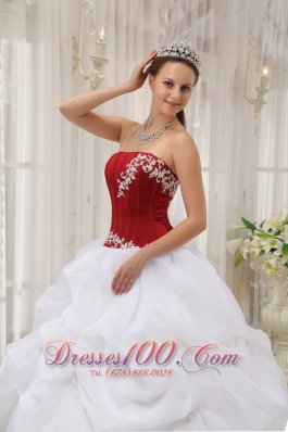 White Quinceanera Dress Strapless Organza Appliques