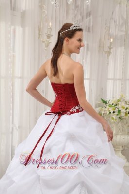 White Quinceanera Dress Strapless Organza Appliques