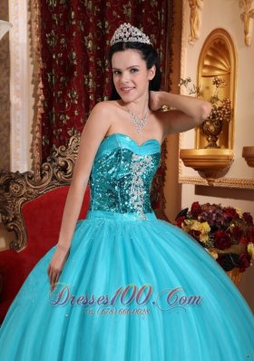 Popular Tulle Blue Beading Quinceanera Dress Sweetheart