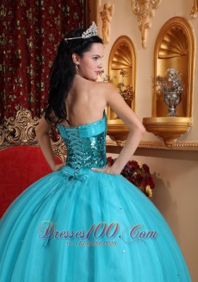 Popular Tulle Blue Beading Quinceanera Dress Sweetheart