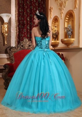 Popular Tulle Blue Beading Quinceanera Dress Sweetheart