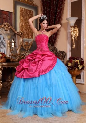 Colorful Quinceanera Gown Strapless Appliques with Beading