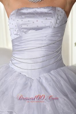 Strapless Gray Ruffled Organza Beading Dresses Quinceanera