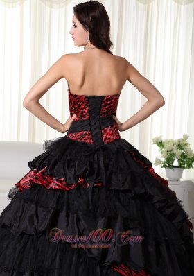 Chic Ball Gown Strapless Zebra Ruffled Quinceanera Dress