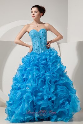 Organza Beading Sky Blue Quinceanera Dress with Jacket