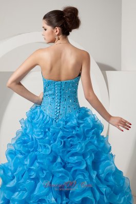 Organza Beading Sky Blue Quinceanera Dress with Jacket