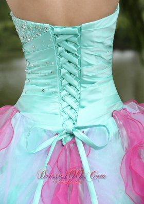 Multi-color Organza Dress for Graduation With Ruffle Decorate