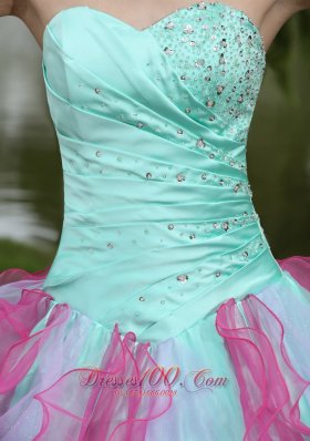 Multi-color Organza Dress for Graduation With Ruffle Decorate