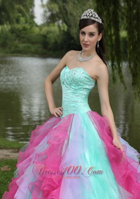 Multi-color Organza Dress for Graduation With Ruffle Decorate