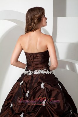 Taffeta Appliques Brown Ball Gown Sweetheart Quinceanera Dress