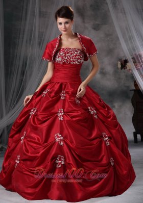 Red 16 Dresses Strapless Taffeta Appliques With Jacket