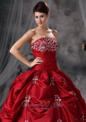 Red 16 Dresses Strapless Taffeta Appliques With Jacket