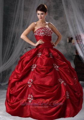 Red 16 Dresses Strapless Taffeta Appliques With Jacket