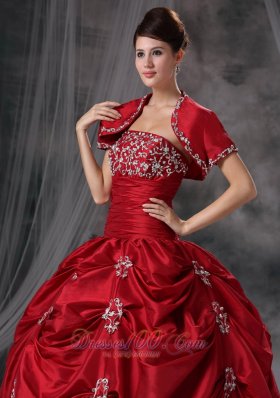 Red 16 Dresses Strapless Taffeta Appliques With Jacket