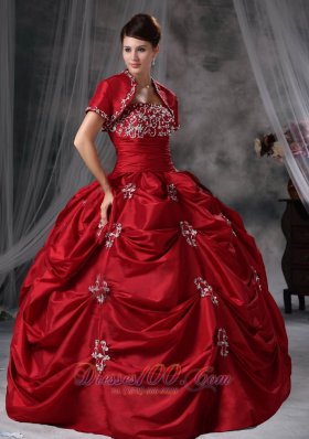 Red 16 Dresses Strapless Taffeta Appliques With Jacket